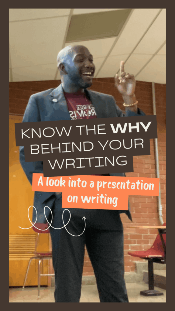 Vincent Price, PhD standing in front of a university classroom, presenting on the importance of knowing the way behind your writing
